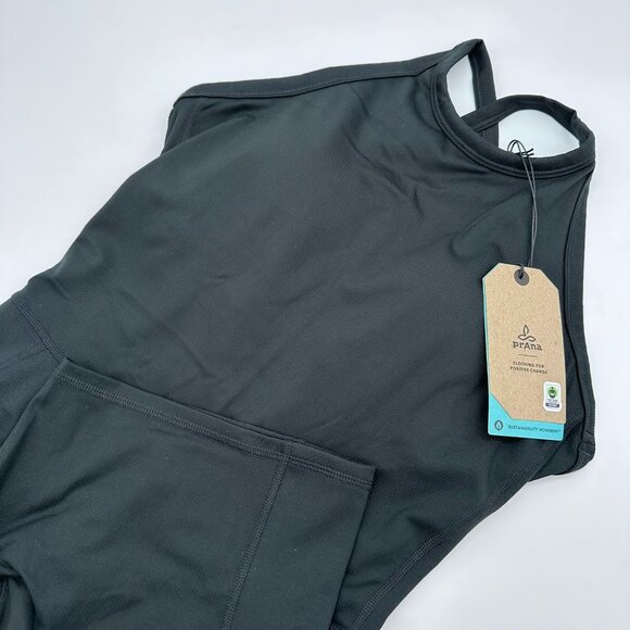 Prana Pants - prAna Women's Becksa™ High Neck Scoop Back Fitted Ribbed Shortie , Solid Black